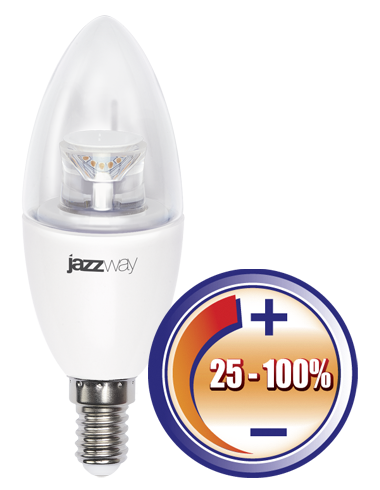 Лампа светодиодная PLED-DIM C37 7w 3000K 540Lm E14 230/50 Jazzway